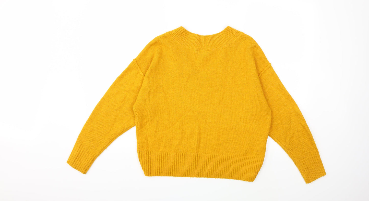 Miss Selfridge Womens Yellow  Knit Pullover Jumper Size 10