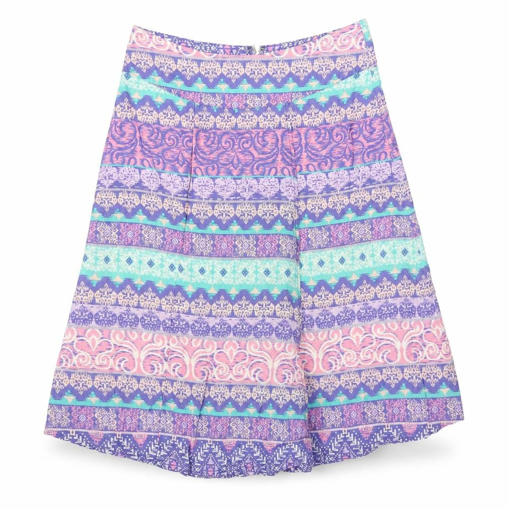 Front view of M&Co women’s purple a-line skirt, size UK 10
