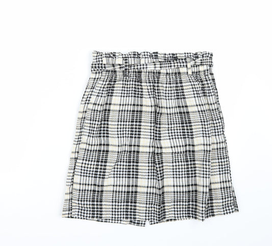 Newlook Womens White Check  A-Line Skirt Size 8