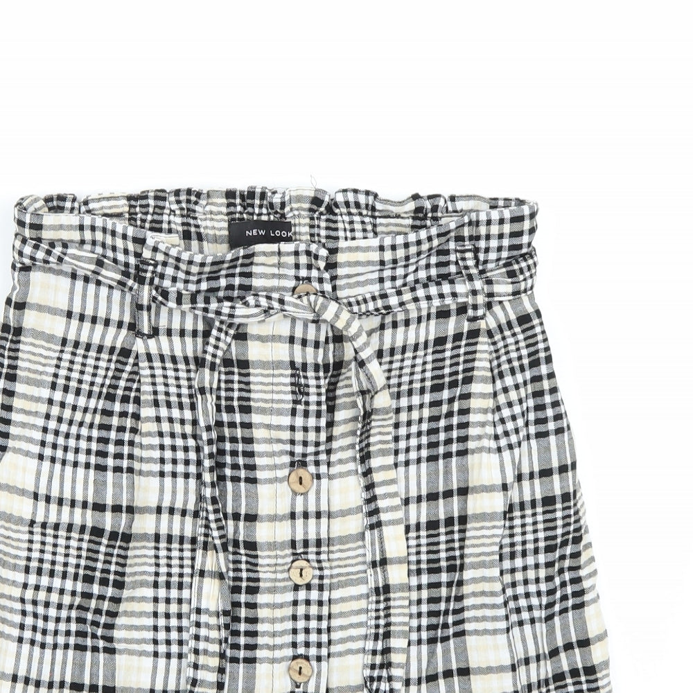 Newlook Womens White Check  A-Line Skirt Size 8