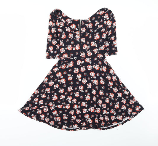 Topshop Womens Black Tie Dye  Fit & Flare  Size 8