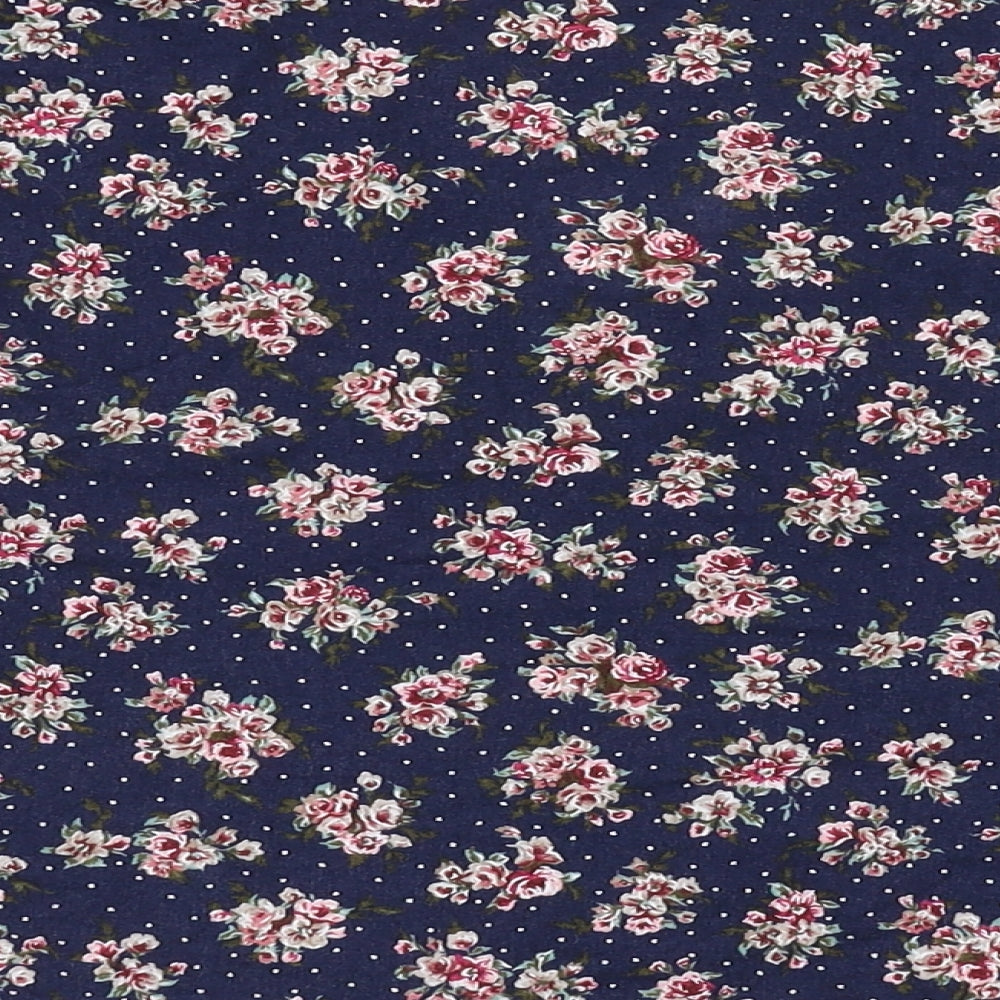 Nightingales Womens Blue Floral  Basic Button-Up Size 16