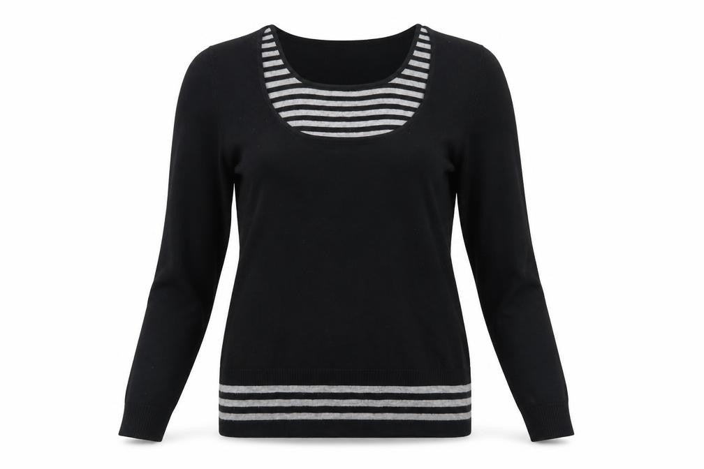 Front view of shine fashion women’s black jumper, size M