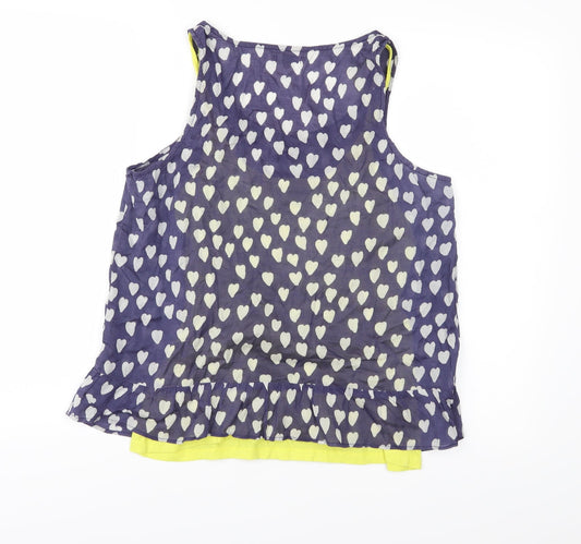 Johnnie B Womens Blue Polka Dot  Basic Blouse Size L