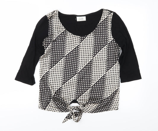 Wallis Womens Black Geometric  Basic Blouse Size S