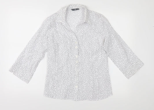 BHS Womens White Polka Dot  Basic Button-Up Size 10