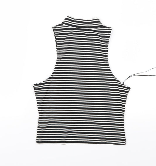 Vera & Lucy Womens Black Striped Jersey Basic T-Shirt Size M
