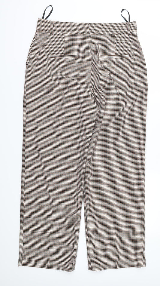 Marks and Spencer Womens Brown Houndstooth  Trousers  Size 14 L29 in