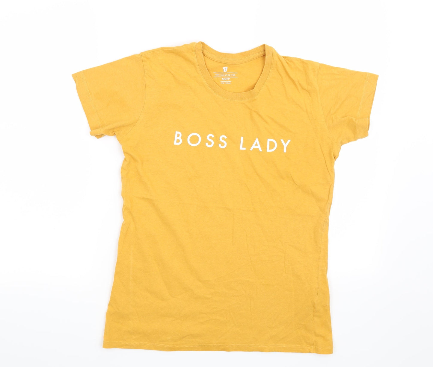 Preworn Womens Yellow   Basic T-Shirt Size XS  - Boss Lady