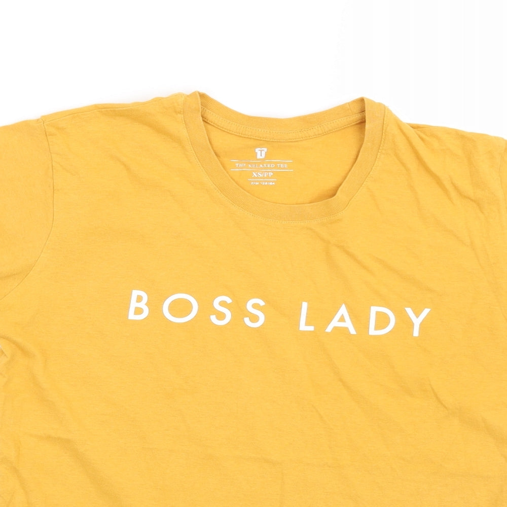 Preworn Womens Yellow   Basic T-Shirt Size XS  - Boss Lady