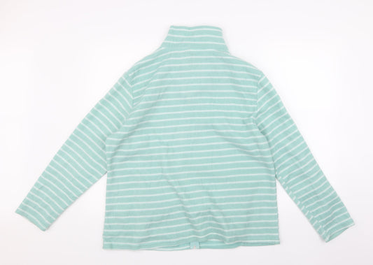 Anne De Lancay Womens Blue Striped Fleece Jacket  Size L