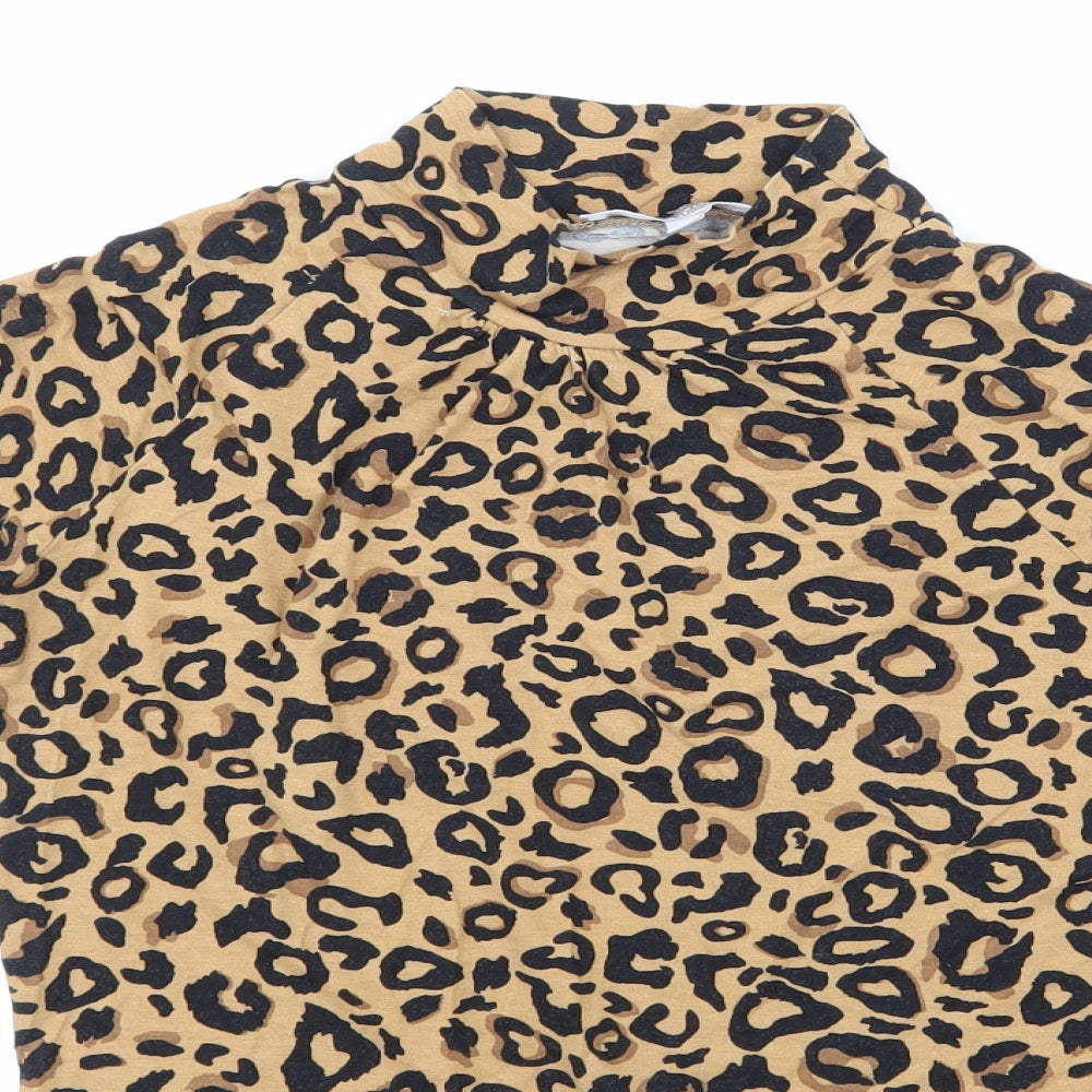 Apricot Womens Brown Animal Print  Basic T-Shirt Size 8