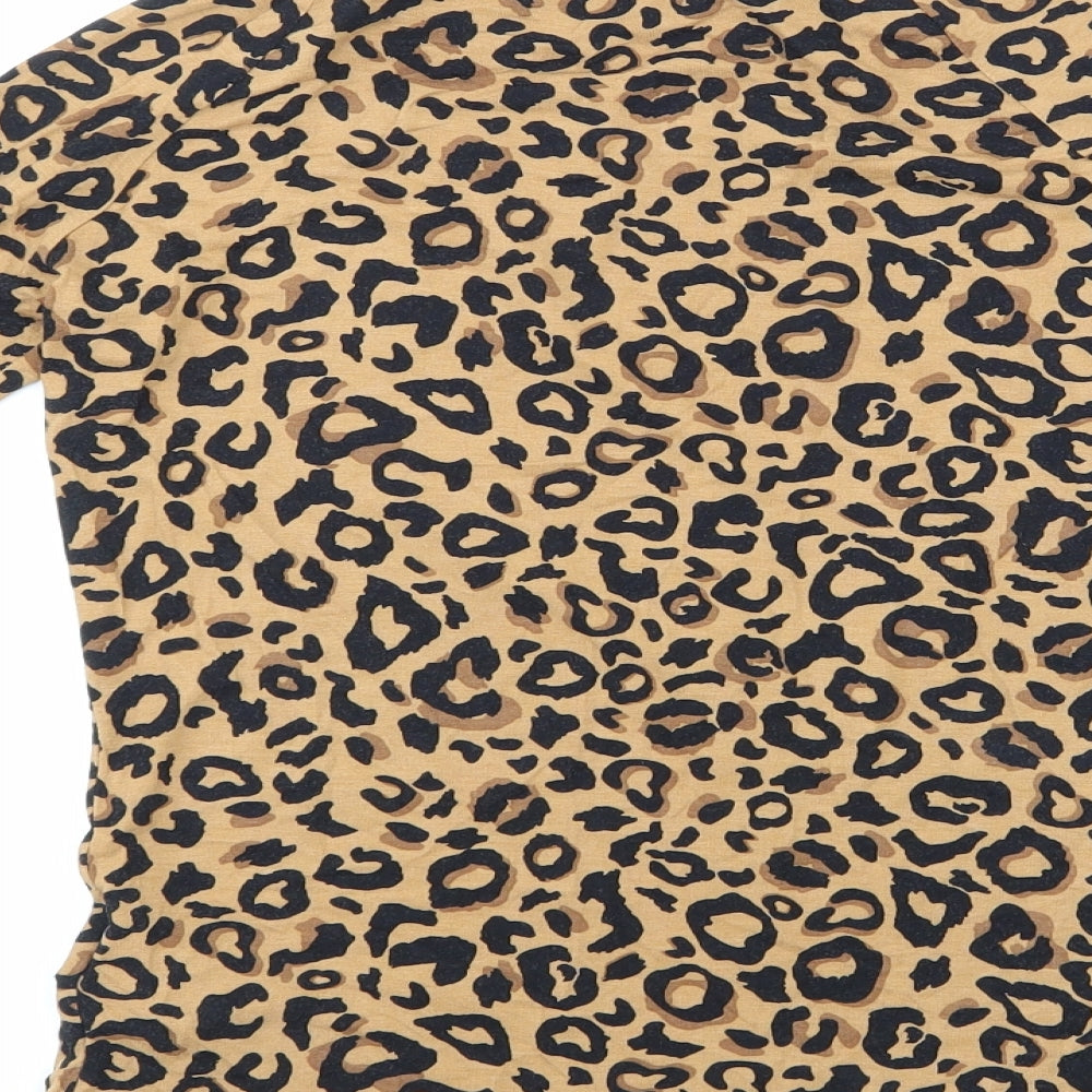Apricot Womens Brown Animal Print  Basic T-Shirt Size 8