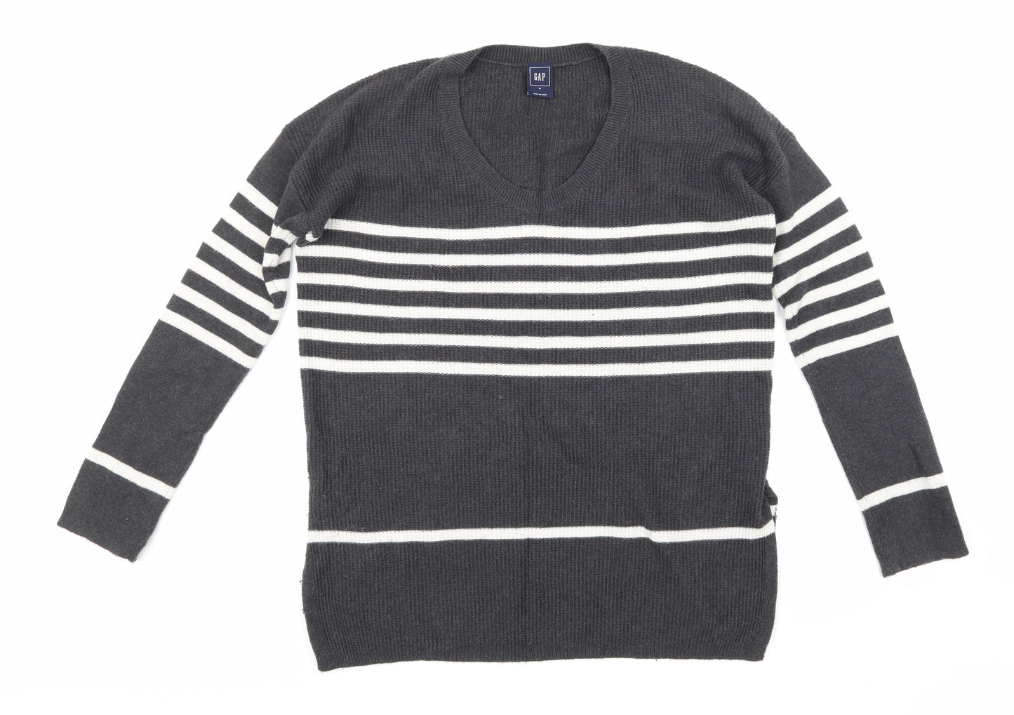 Gap Womens Grey Striped Knit Pullover Jumper Size M