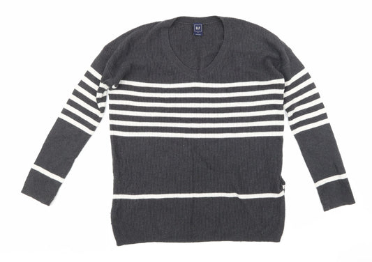 Gap Womens Grey Striped Knit Pullover Jumper Size M
