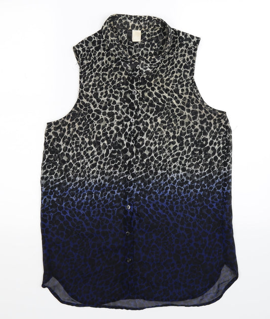 Divided Womens Multicoloured Animal Print  Basic Button-Up Size 10
