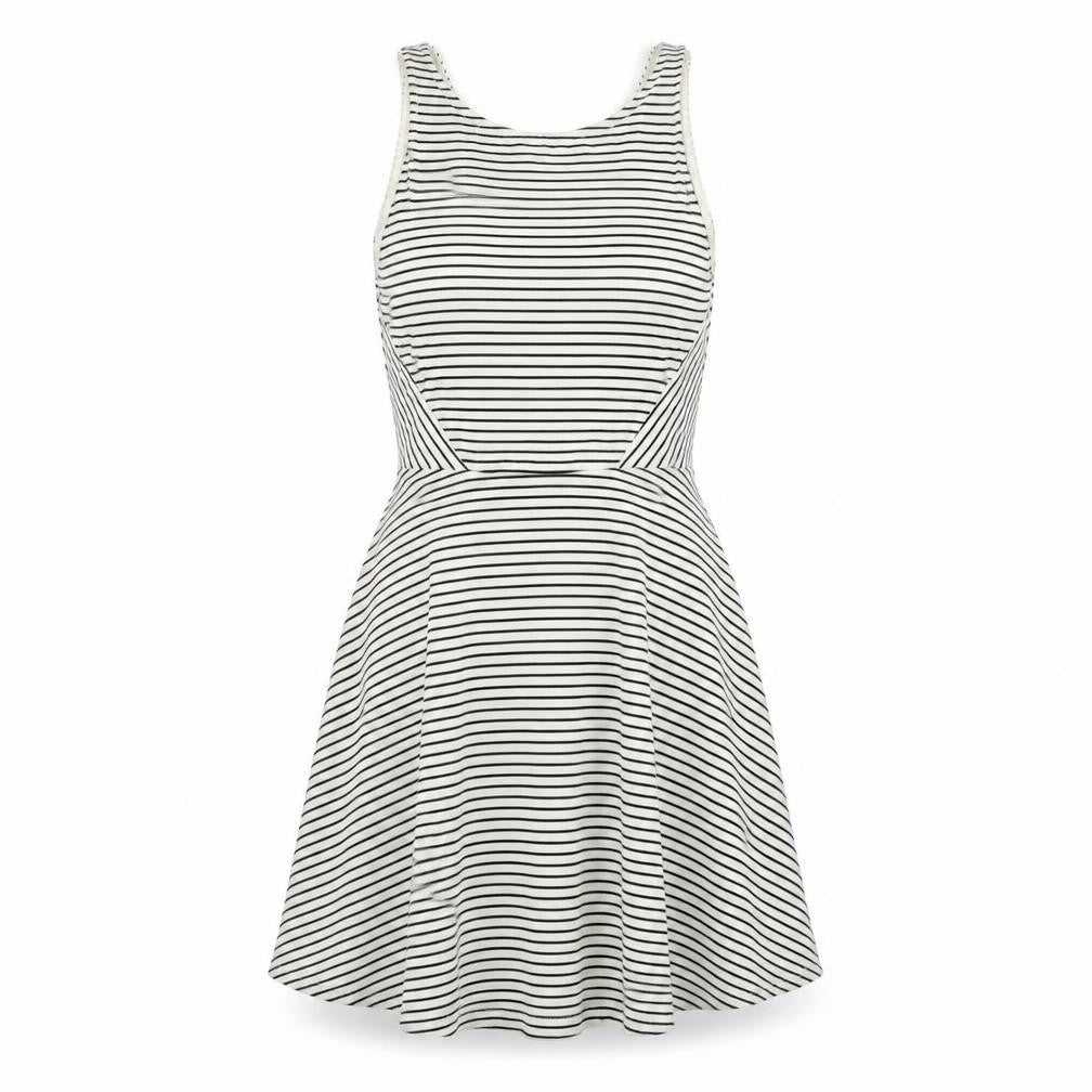 Front view of Divided women’s white striped fit & flare, size UK 8