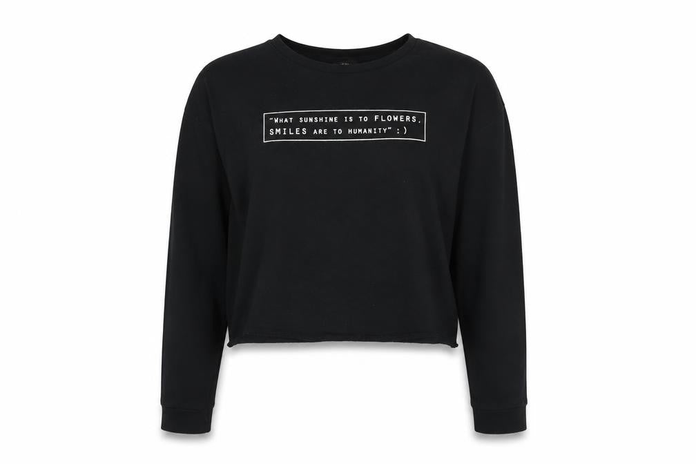Front view of River Island women’s black pullover sweatshirt, size UK 10
