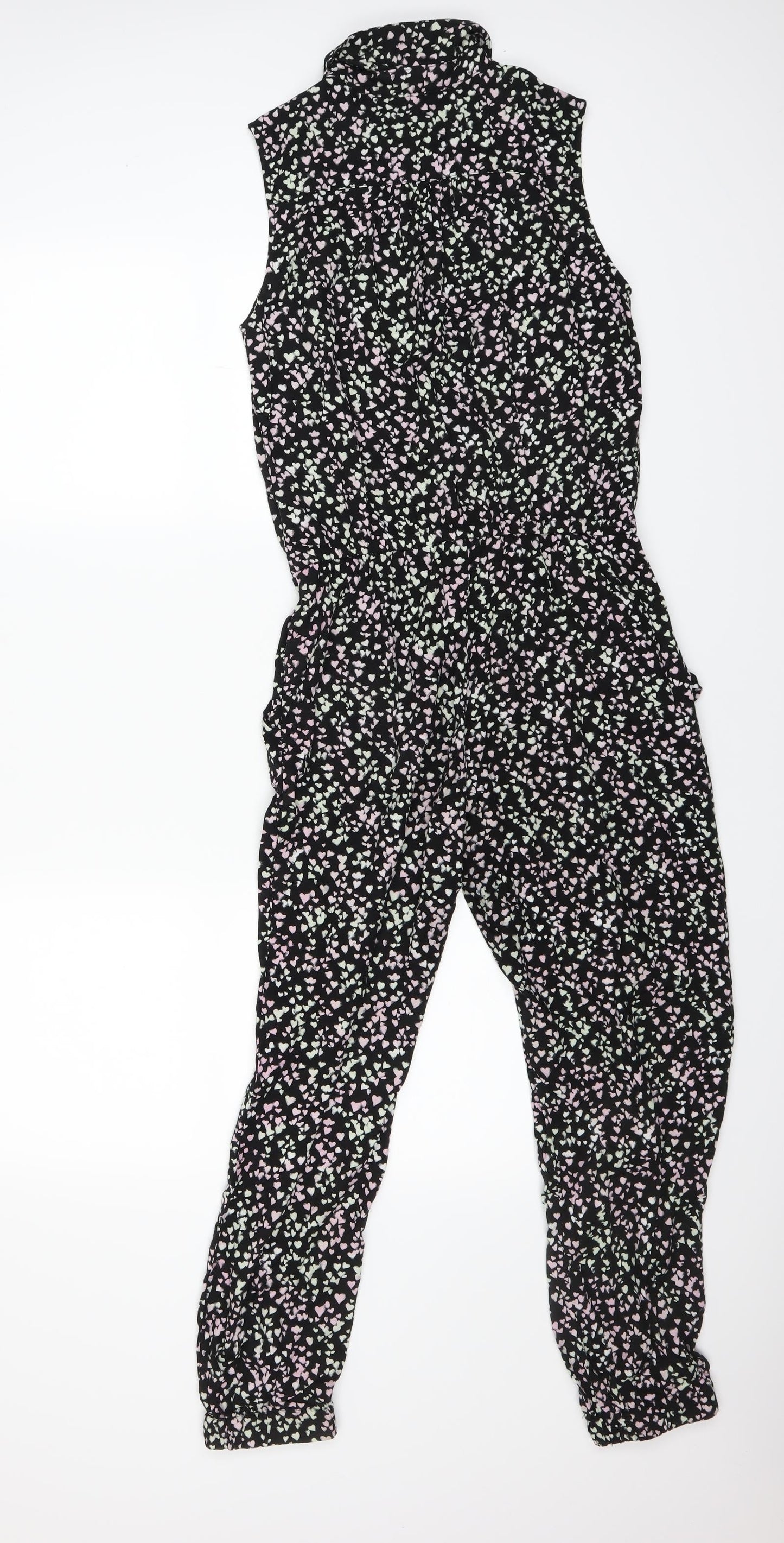 H&M Womens Black Floral  Bodysuit One-Piece Size 38 L25 in