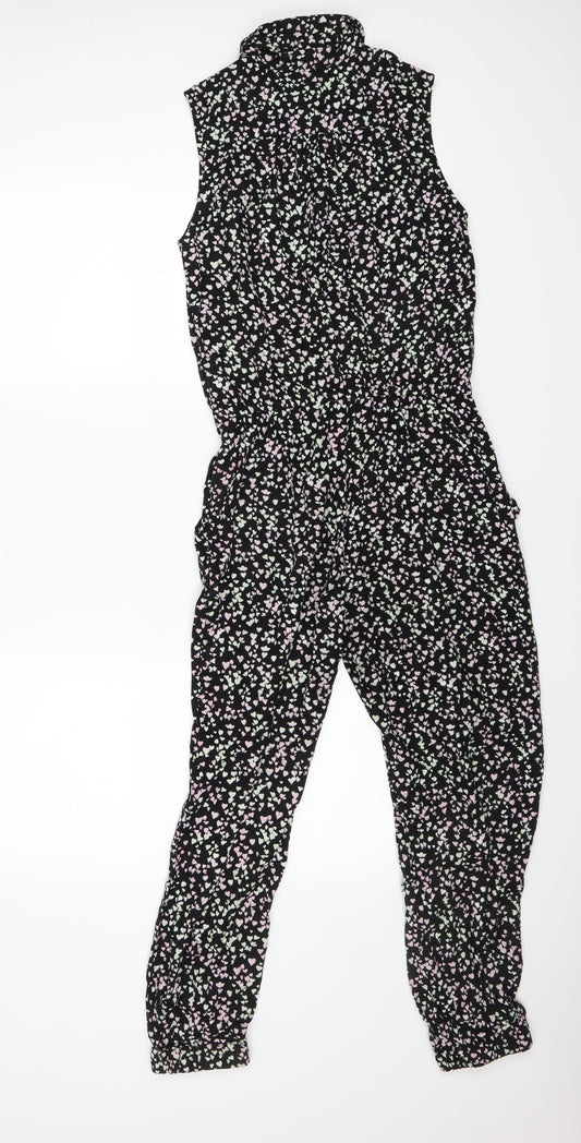 H&M Womens Black Floral  Bodysuit One-Piece Size 38 L25 in