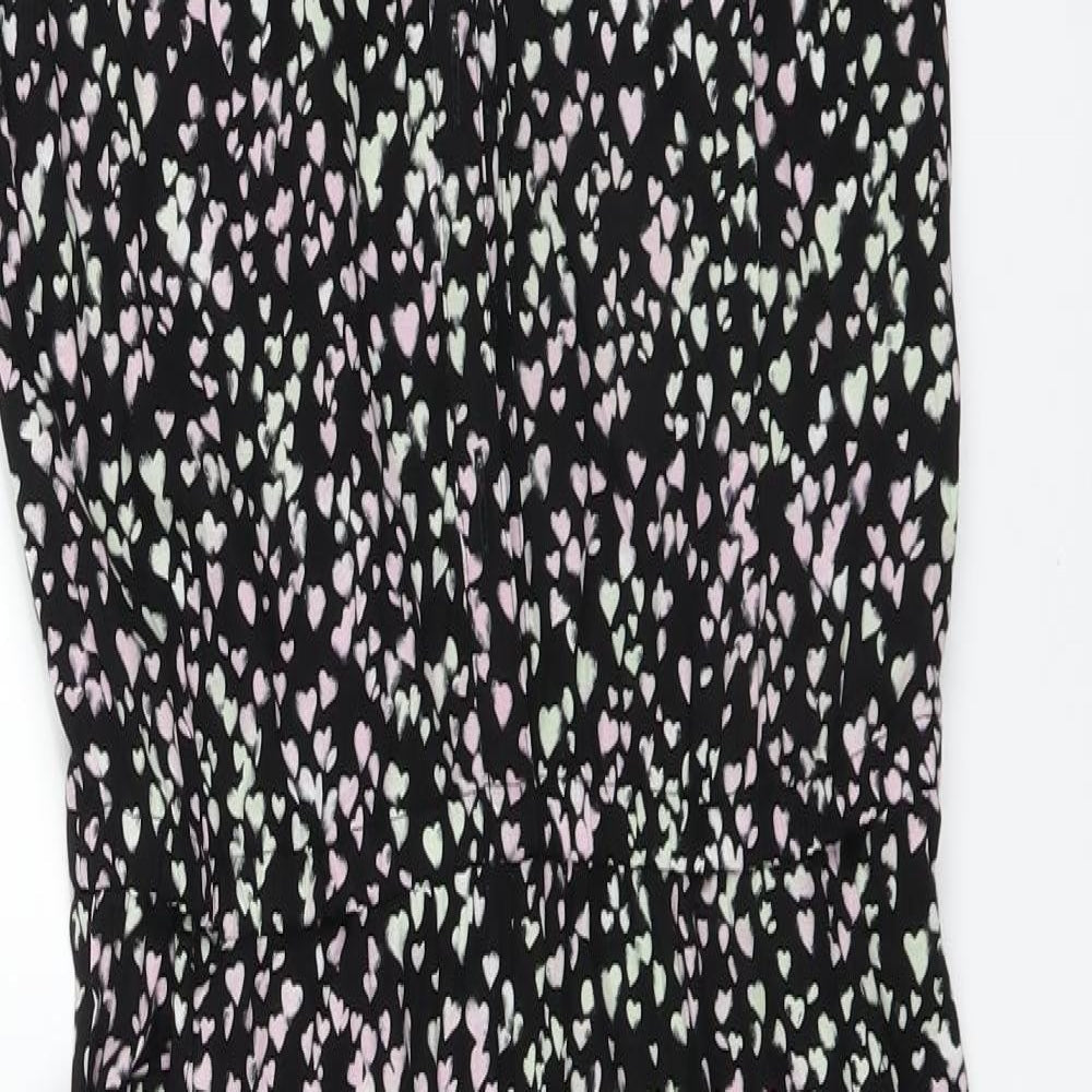 H&M Womens Black Floral  Bodysuit One-Piece Size 38 L25 in