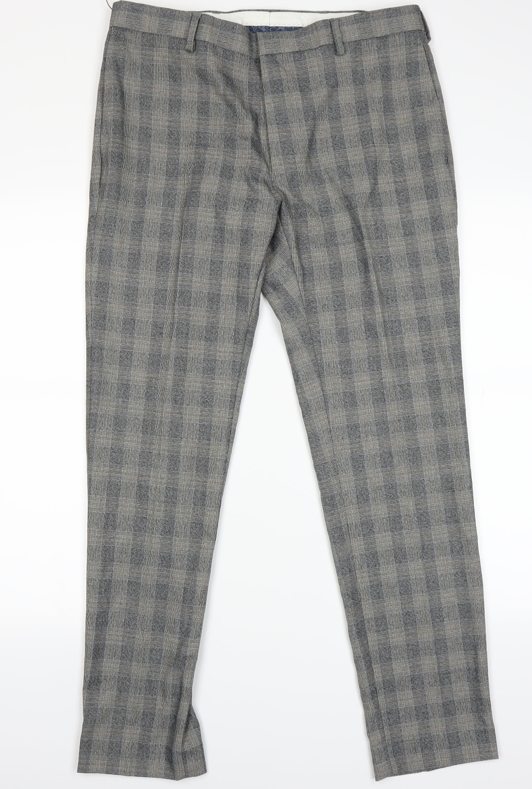 Marks and Spencer Womens Grey Check   Trousers Size 34 L28 in