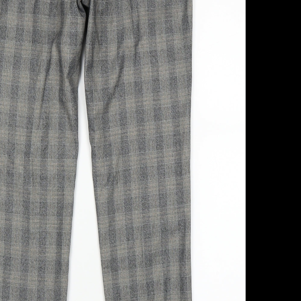 Marks and Spencer Womens Grey Check   Trousers Size 34 L28 in