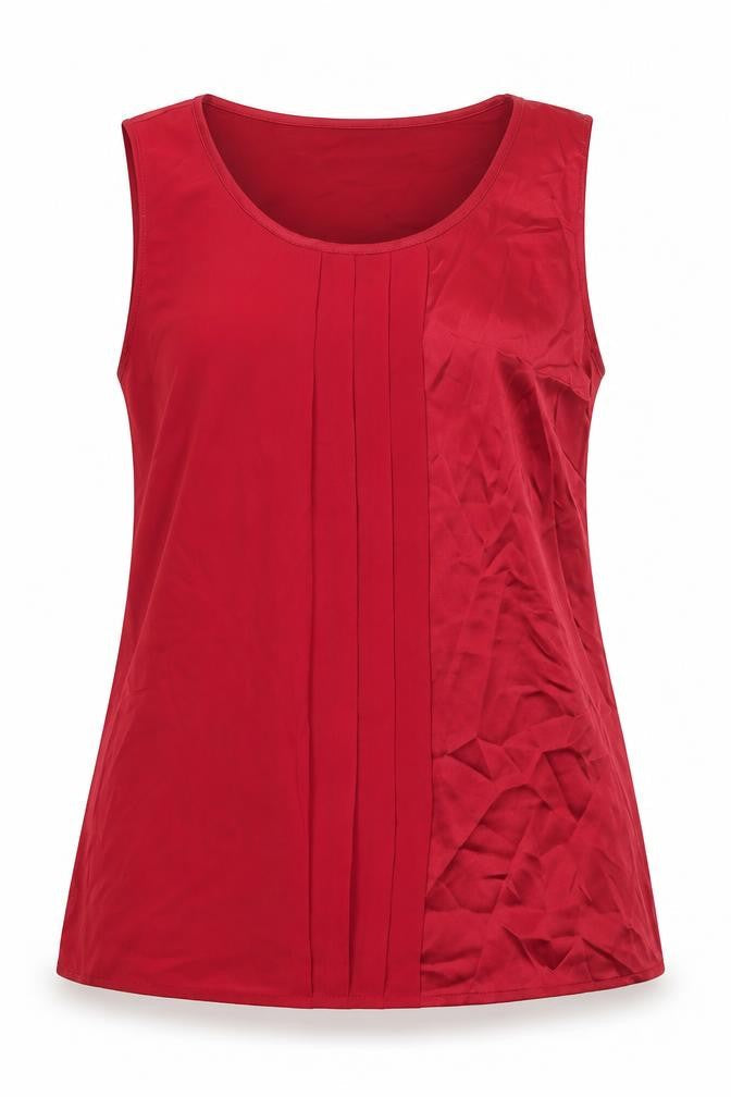 Front view of Marks & Spencer women’s red basic t-shirt, size UK 6