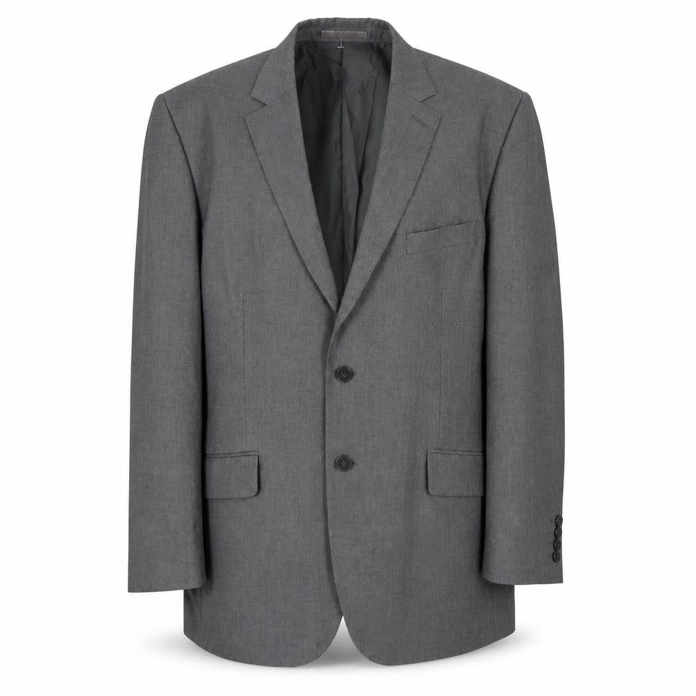 Front view of Burton men’s grey jacket suit jacket, size 42