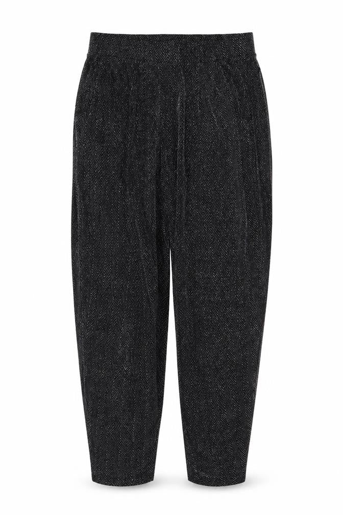 Front view of Next women’s black striped trousers, size UK 12, 25-inch leg