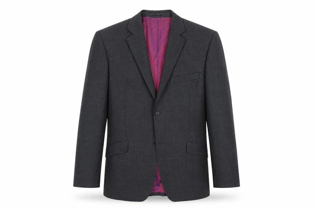 Front view of Preworn men’s grey jacket suit, size L