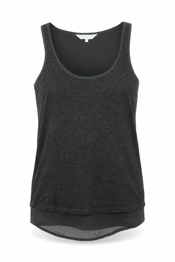Front view of Gray & Willow women’s grey basic tank, size UK 8