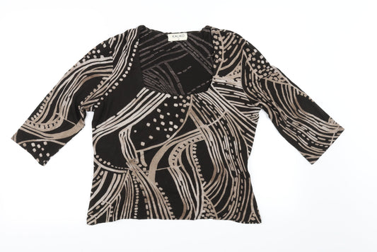 Kaliko Womens Brown Floral  Basic T-Shirt Size 14