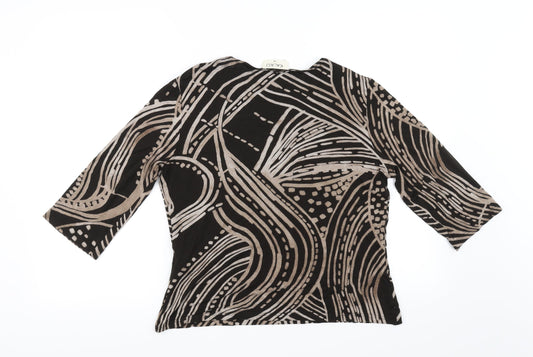 Kaliko Womens Brown Floral  Basic T-Shirt Size 14