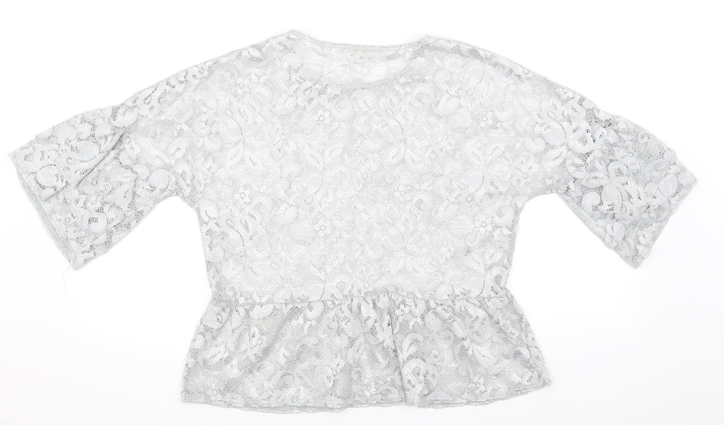 River Island Womens Silver Floral  Basic T-Shirt Size 10