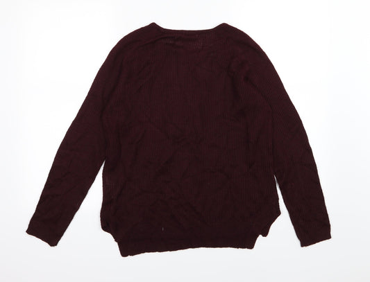 Pull&Bear Womens Red  Knit Pullover Jumper Size M