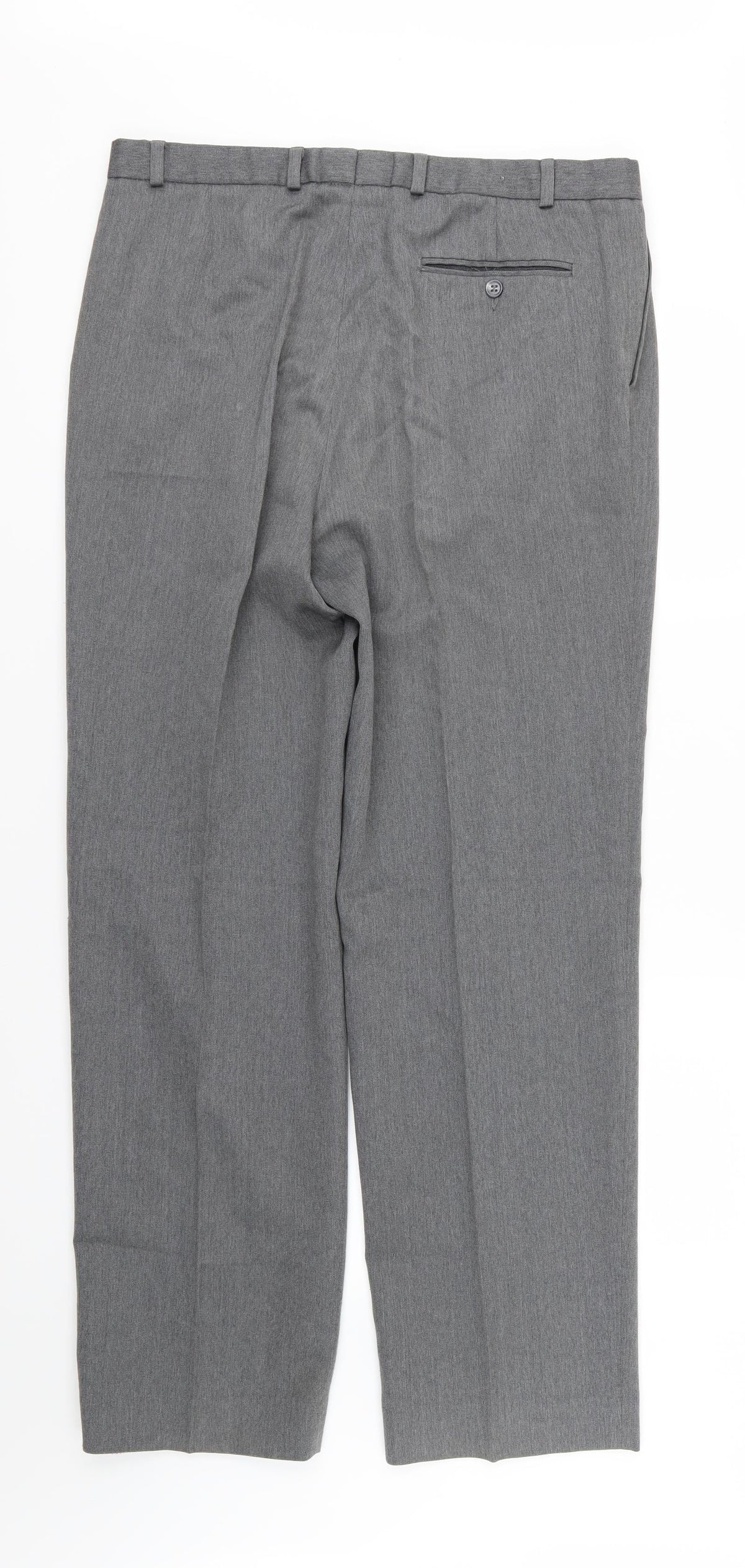 Back view of Marks & Spencer women’s grey trousers, size UK 36, 33-inch leg