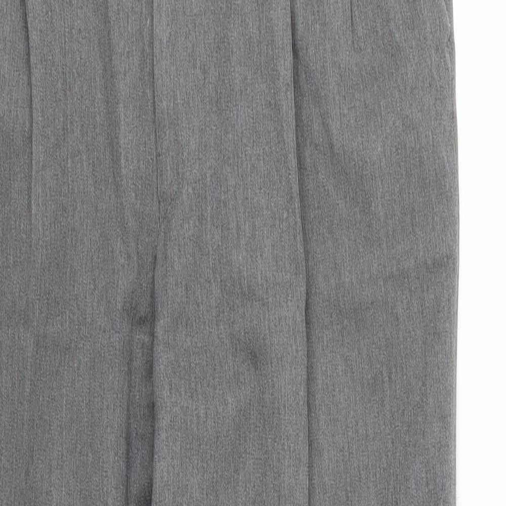 Close-up detail of Marks & Spencer women’s grey trousers, size UK 36, 33-inch leg