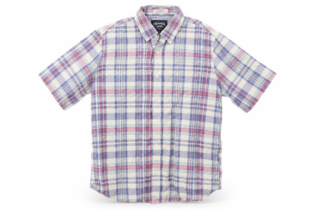 Front view of THE NEW IVY BRAND men’s multicoloured check button-up, size M