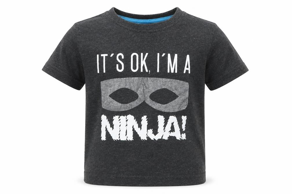 Front view of Urban Rascals boys’ grey basic t-shirt, size 3, years - ninja