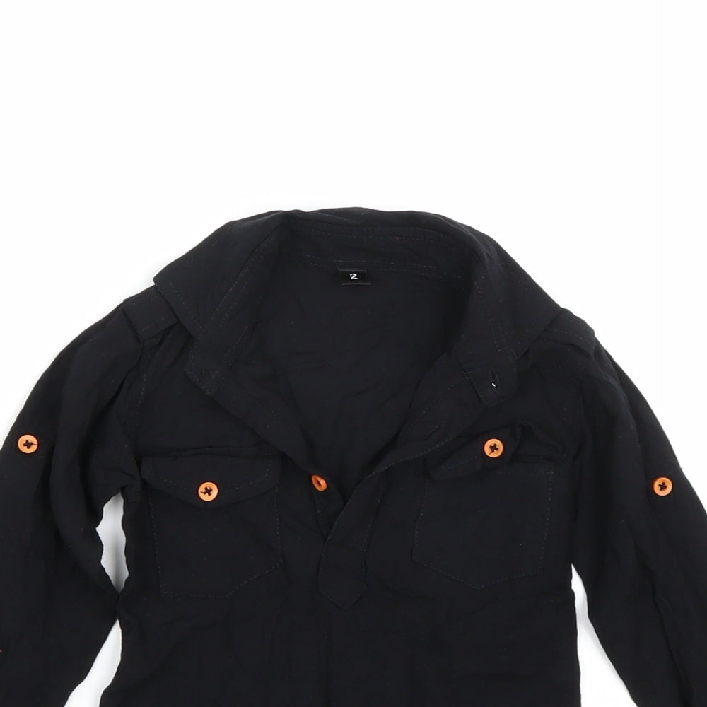 Preworn Girls Black   Basic Blouse Size 2 Years