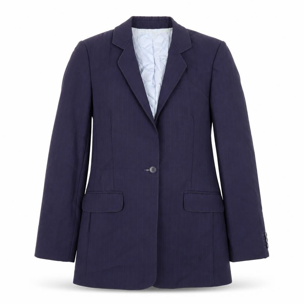 Front view of Marks & Spencer women’s blue jacket blazer, size UK 10