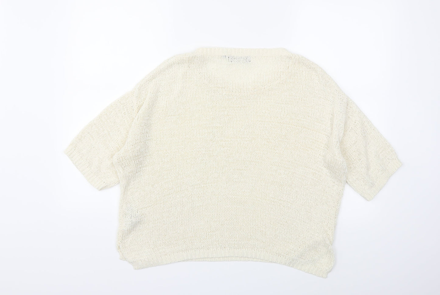 New Look Womens White  Knit Pullover Jumper Size 12