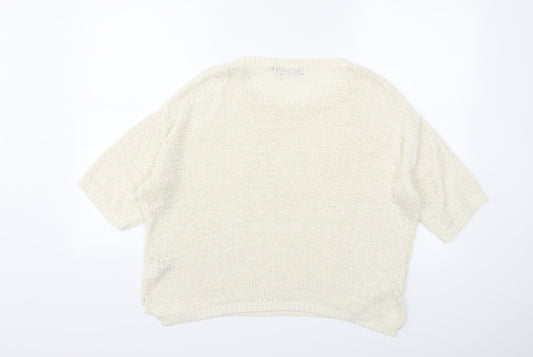 New Look Womens White  Knit Pullover Jumper Size 12