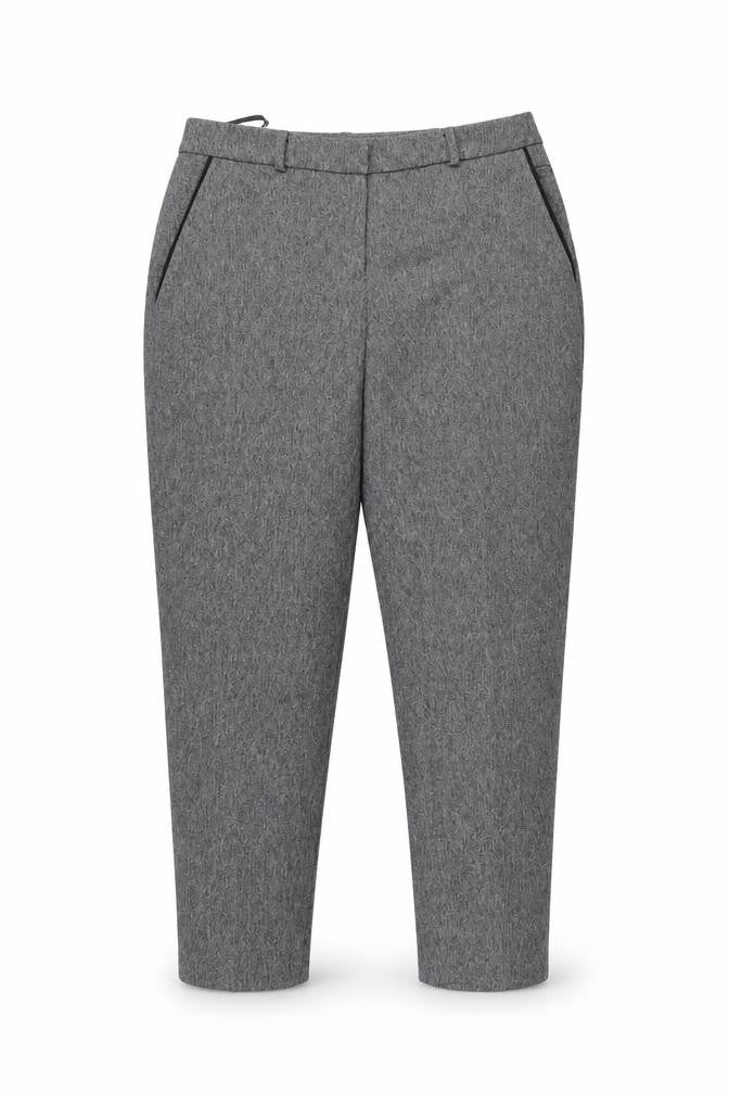 Front view of Dorothy Perkins women’s grey trousers, size UK 10, 25-inch leg
