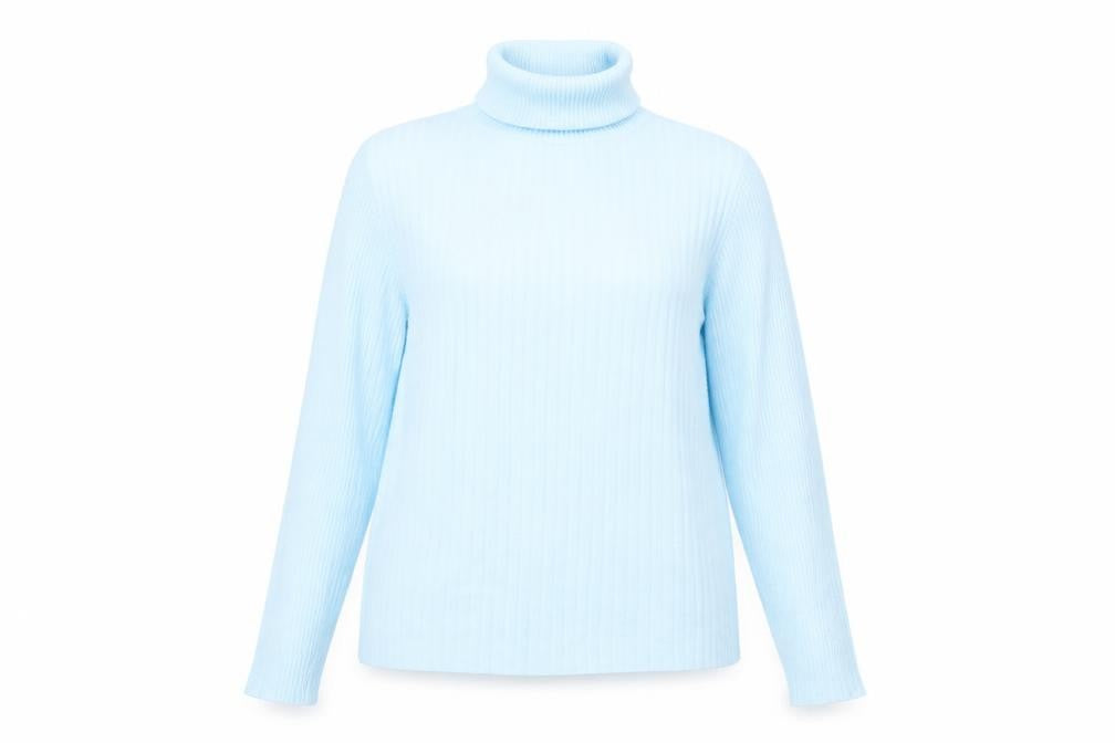 Front view of Dorothy Perkins women’s blue knit jumper, size UK 12