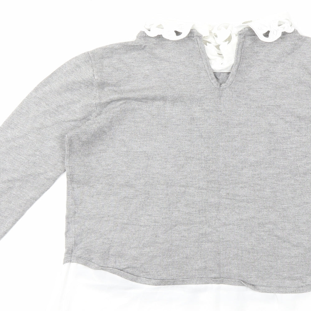 NAF NAF Womens Grey  Knit Pullover Jumper Size S