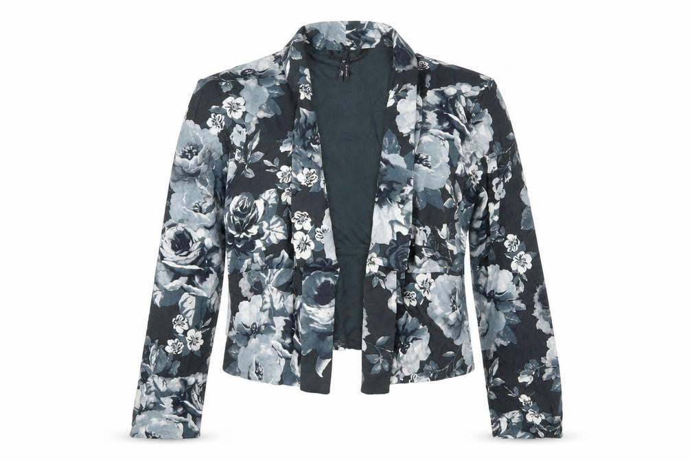 Front view of Next girls’ blue floral cardigan jumper, size 12, years