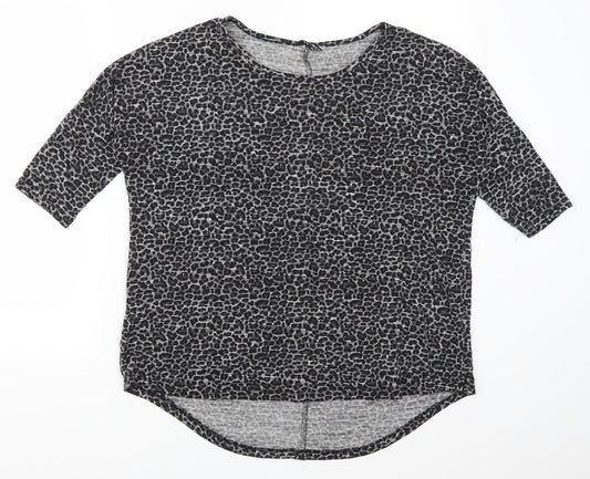 Select Womens Grey Animal Print  Basic T-Shirt Size 8
