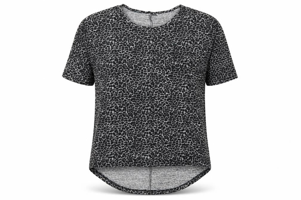 Front view of Select women’s grey animal print basic t-shirt, size UK 8